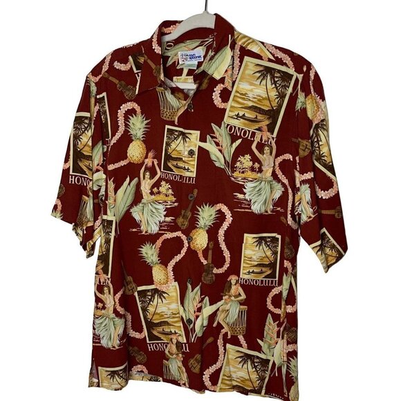 Reyn Spooner Mens Shirt Red Size Small Vintage Honolulu Hula Pineapple Print - Picture 9 of 9